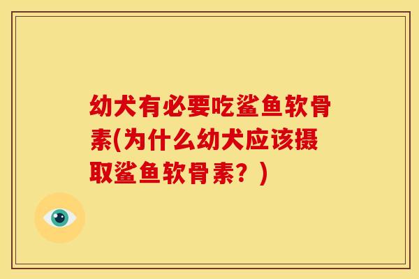 幼犬有必要吃鲨鱼软骨素(为什么幼犬应该摄取鲨鱼软骨素？)