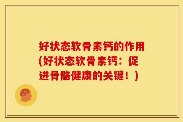 好状态软骨素钙的作用(好状态软骨素钙：促进骨骼健康的关键！)