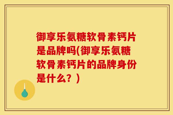 御享乐氨糖软骨素钙片是品牌吗(御享乐氨糖软骨素钙片的品牌身份是什么？)