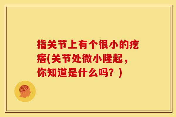 指关节上有个很小的疙瘩(关节处微小隆起，你知道是什么吗？)