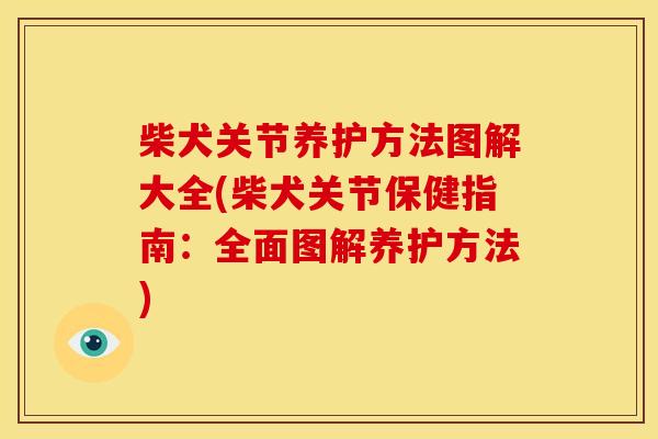 柴犬关节养护方法图解大全(柴犬关节保健指南：全面图解养护方法)