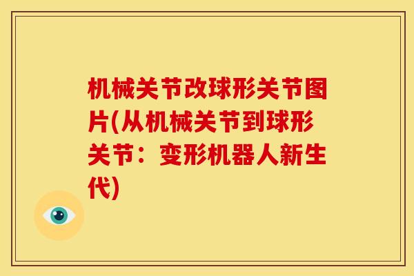 机械关节改球形关节图片(从机械关节到球形关节：变形机器人新生代)