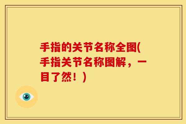 手指的关节名称全图(手指关节名称图解，一目了然！)