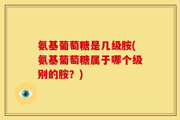 氨基葡萄糖是几级胺(氨基葡萄糖属于哪个级别的胺？)