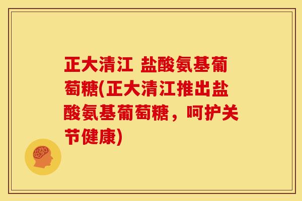 正大清江 盐酸氨基葡萄糖(正大清江推出盐酸氨基葡萄糖，呵护关节健康)