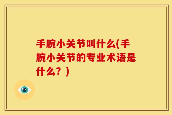 手腕小关节叫什么(手腕小关节的专业术语是什么？)