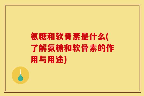 氨糖和软骨素是什么(了解氨糖和软骨素的作用与用途)