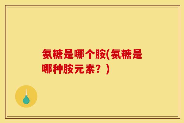 氨糖是哪个胺(氨糖是哪种胺元素？)