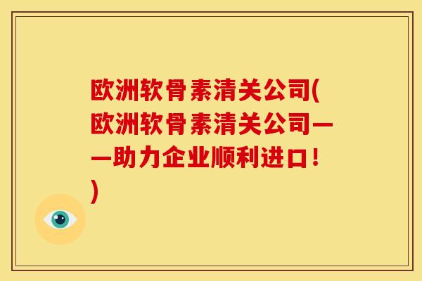 欧洲软骨素清关公司(欧洲软骨素清关公司——助力企业顺利进口！)