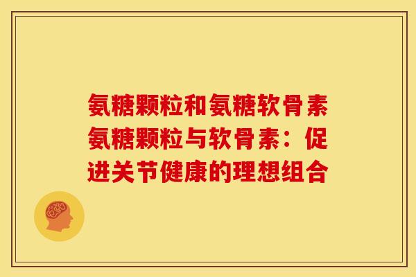 氨糖颗粒和氨糖软骨素氨糖颗粒与软骨素：促进关节健康的理想组合