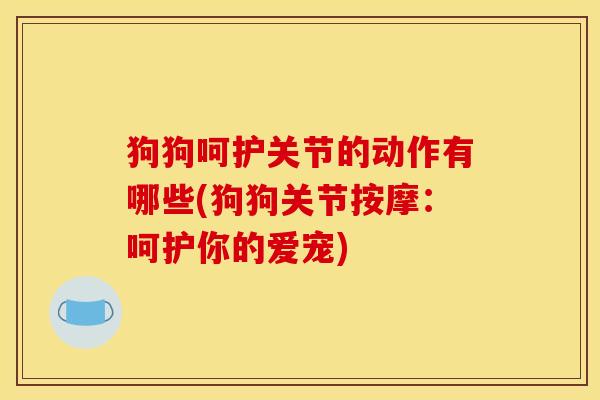 狗狗呵护关节的动作有哪些(狗狗关节按摩：呵护你的爱宠)