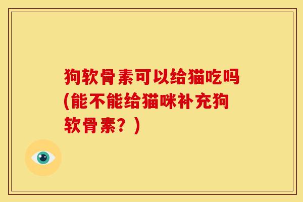 狗软骨素可以给猫吃吗(能不能给猫咪补充狗软骨素？)