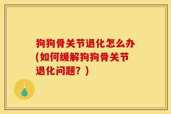 狗狗骨关节退化怎么办(如何缓解狗狗骨关节退化问题？)