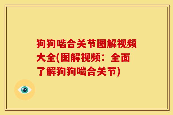 狗狗啮合关节图解视频大全(图解视频：全面了解狗狗啮合关节)