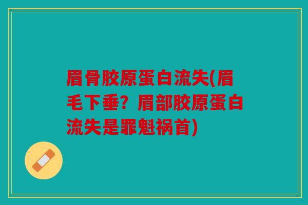 眉骨胶原蛋白流失(眉毛下垂？眉部胶原蛋白流失是罪魁祸首)