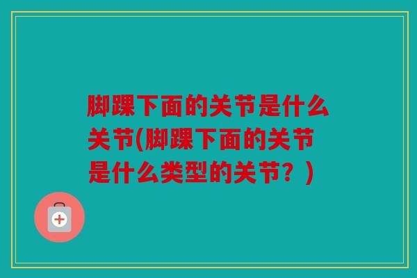 脚踝下面的关节是什么关节(脚踝下面的关节是什么类型的关节？)