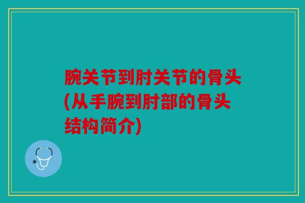 腕关节到肘关节的骨头(从手腕到肘部的骨头结构简介)