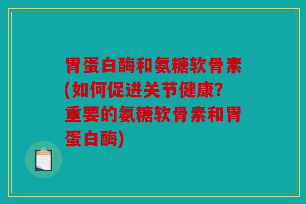 胃蛋白酶和氨糖软骨素(如何促进关节健康？重要的氨糖软骨素和胃蛋白酶)