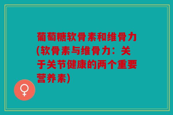 葡萄糖软骨素和维骨力(软骨素与维骨力：关于关节健康的两个重要营养素)