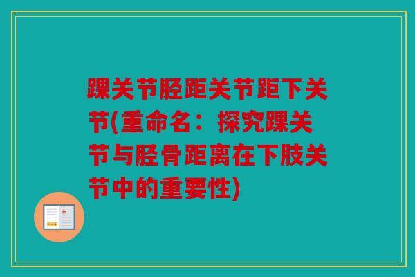 踝关节胫距关节距下关节(重命名：探究踝关节与胫骨距离在下肢关节中的重要性)