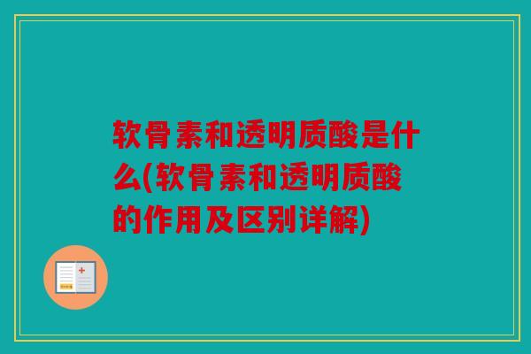 软骨素和透明质酸是什么(软骨素和透明质酸的作用及区别详解)