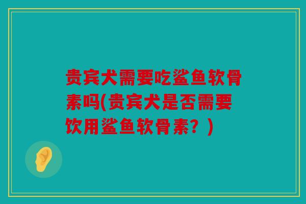 贵宾犬需要吃鲨鱼软骨素吗(贵宾犬是否需要饮用鲨鱼软骨素？)