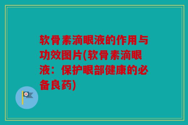 软骨素滴眼液的作用与功效图片(软骨素滴眼液：保护眼部健康的必备良药)