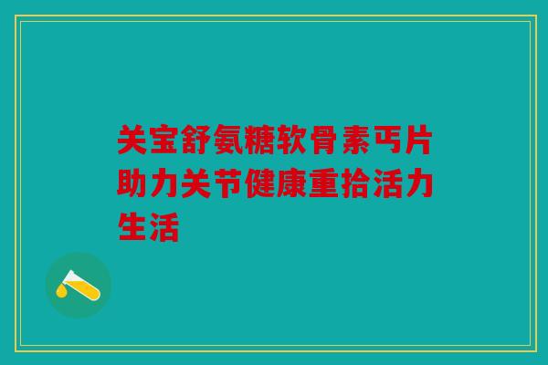 关宝舒氨糖软骨素丐片助力关节健康重拾活力生活