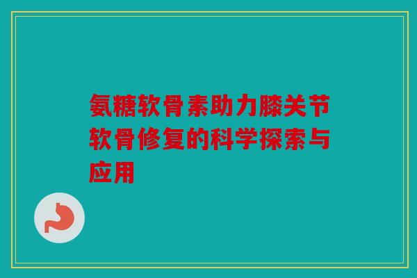 氨糖软骨素助力膝关节软骨修复的科学探索与应用