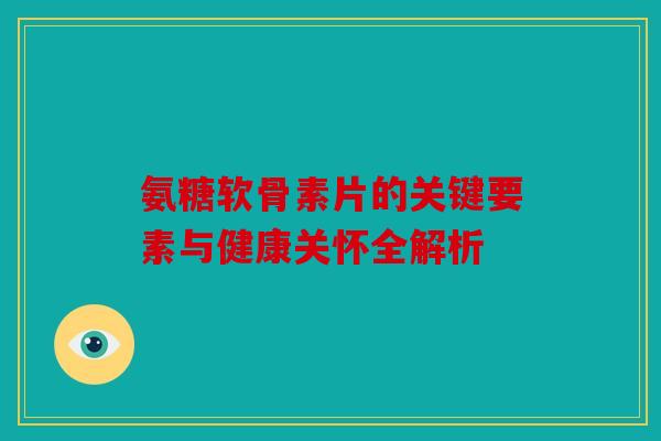 氨糖软骨素片的关键要素与健康关怀全解析