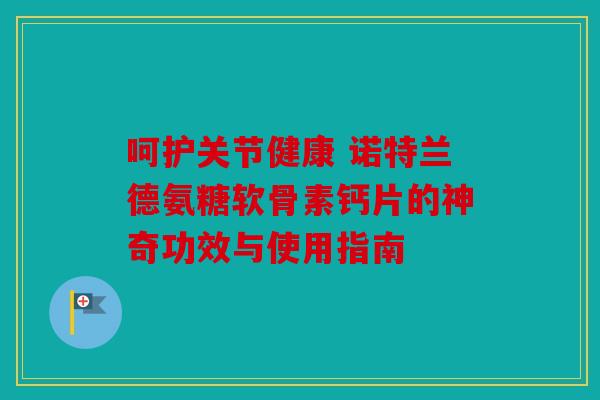 呵护关节健康 诺特兰德氨糖软骨素钙片的神奇功效与使用指南