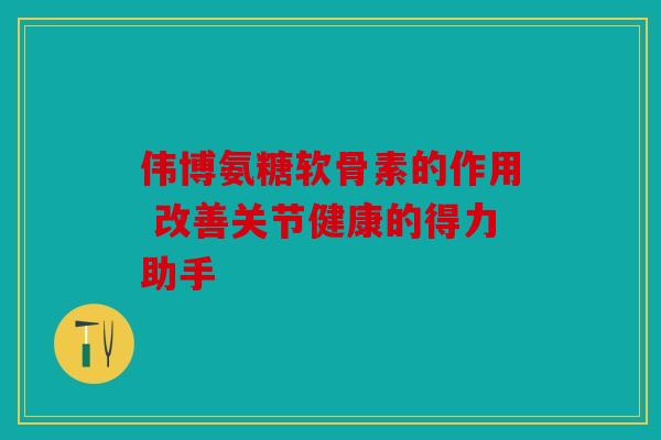 伟博氨糖软骨素的作用 改善关节健康的得力助手