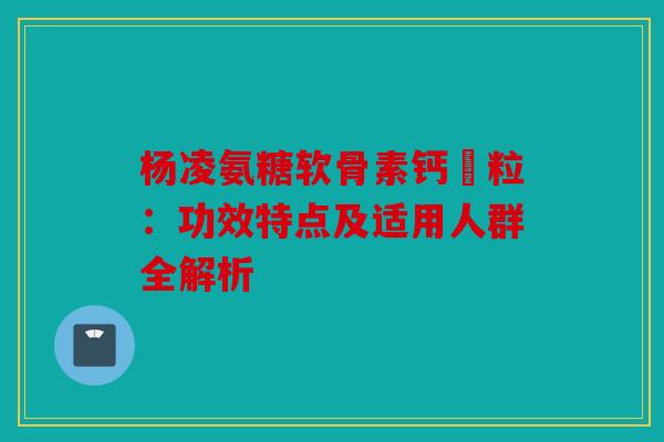 杨凌氨糖软骨素钙粿粒：功效特点及适用人群全解析