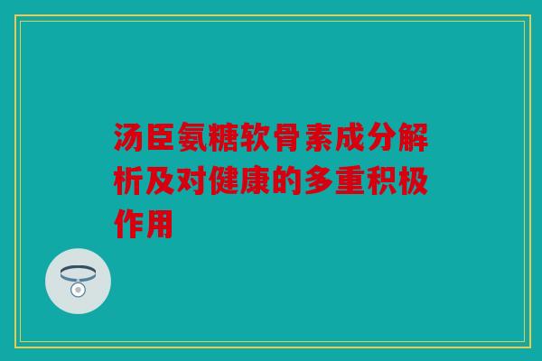 汤臣氨糖软骨素成分解析及对健康的多重积极作用