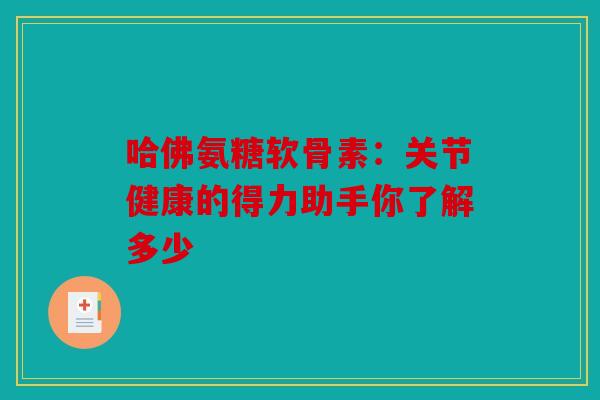 哈佛氨糖软骨素：关节健康的得力助手你了解多少