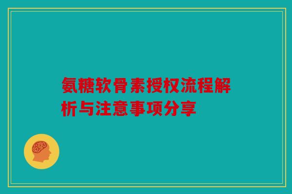 氨糖软骨素授权流程解析与注意事项分享