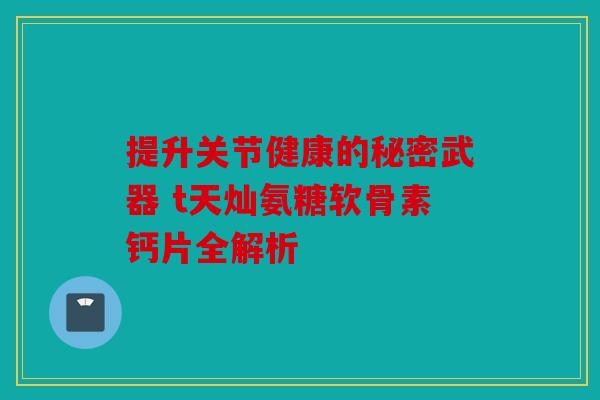 提升关节健康的秘密武器 t天灿氨糖软骨素钙片全解析