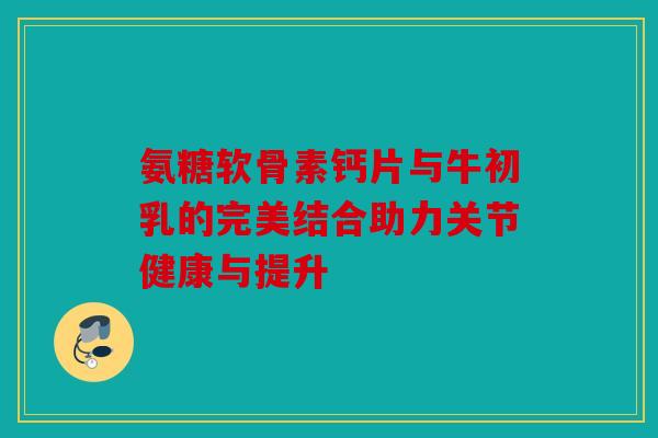 氨糖软骨素钙片与牛初乳的完美结合助力关节健康与提升