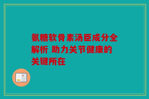 氨糖软骨素汤臣成分全解析 助力关节健康的关键所在