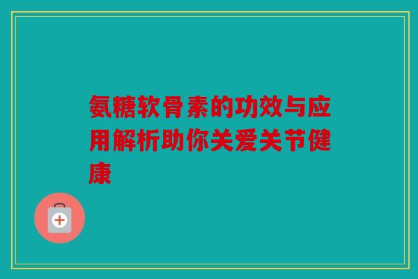 氨糖软骨素的功效与应用解析助你关爱关节健康