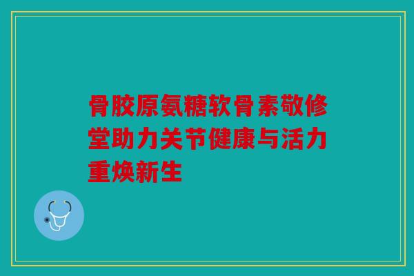 骨胶原氨糖软骨素敬修堂助力关节健康与活力重焕新生