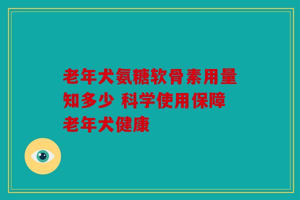 老年犬氨糖软骨素用量知多少 科学使用保障老年犬健康