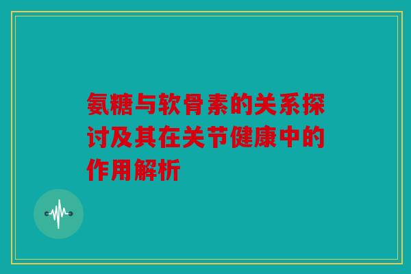 氨糖与软骨素的关系探讨及其在关节健康中的作用解析