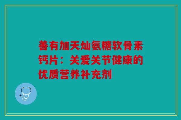 善有加天灿氨糖软骨素钙片：关爱关节健康的优质营养补充剂