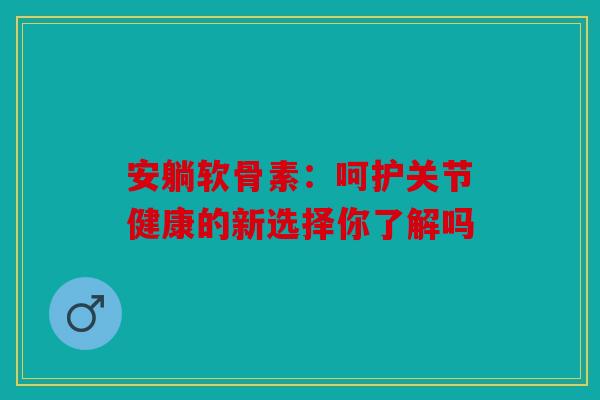 安躺软骨素：呵护关节健康的新选择你了解吗