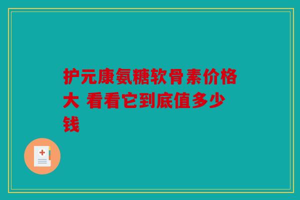 护元康氨糖软骨素价格大 看看它到底值多少钱