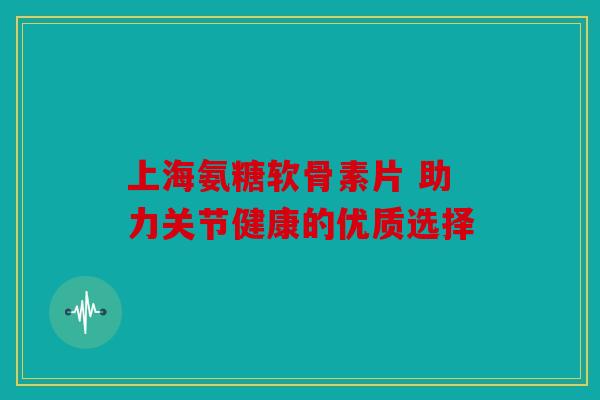 上海氨糖软骨素片 助力关节健康的优质选择