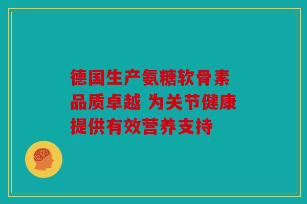 德国生产氨糖软骨素 品质卓越 为关节健康提供有效营养支持