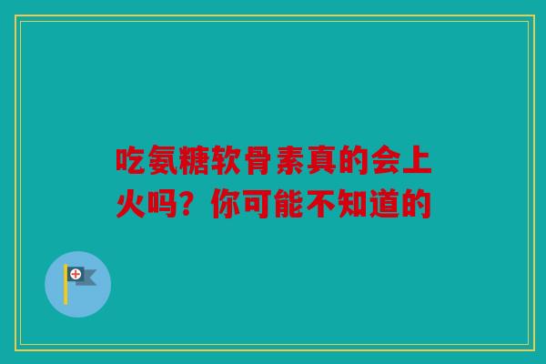 吃氨糖软骨素真的会上火吗？你可能不知道的