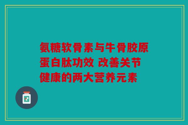 氨糖软骨素与牛骨胶原蛋白肽功效 改善关节健康的两大营养元素